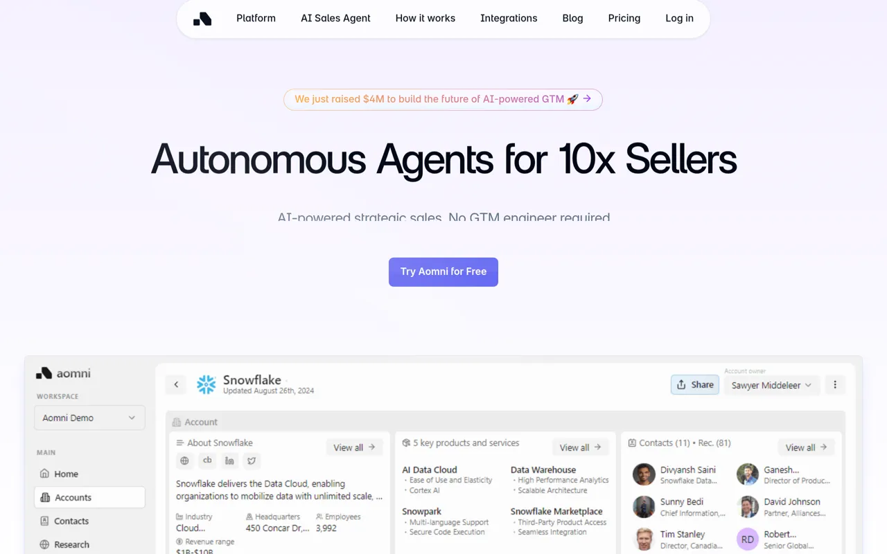 Screenshot of Aomni