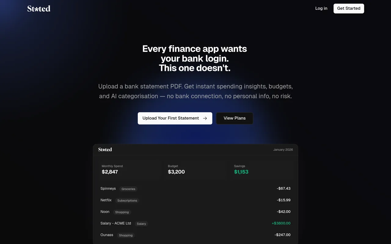 Screenshot of Stated