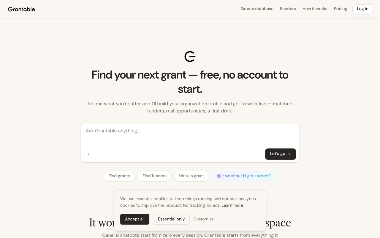 Screenshot of Grantable