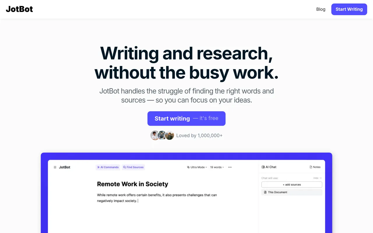 Screenshot of JotBot