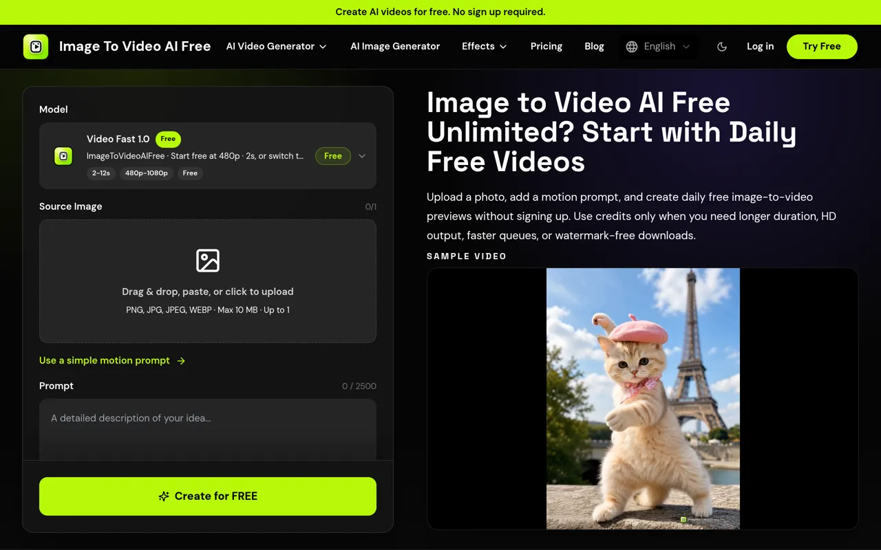 Screenshot of ImageToVideoAIFree