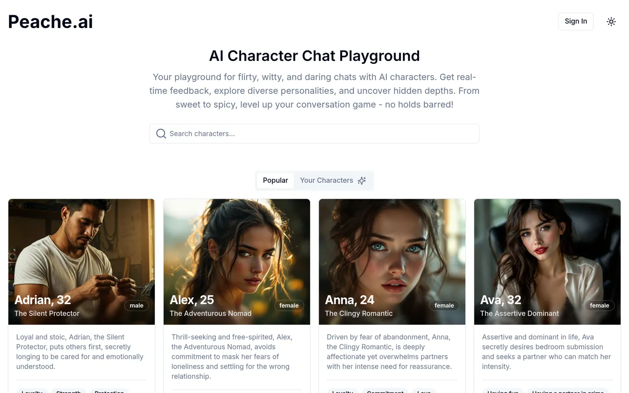 Screenshot of Peache.ai