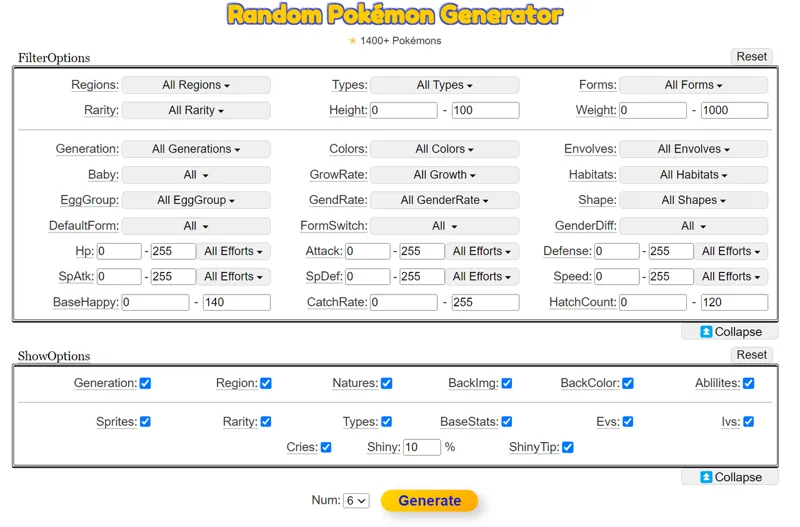 Screenshot of Random pokemon generator