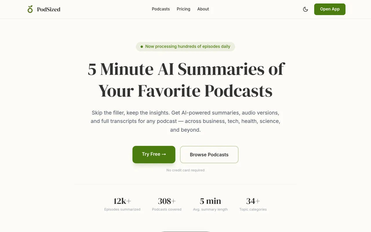 Screenshot of PodSized