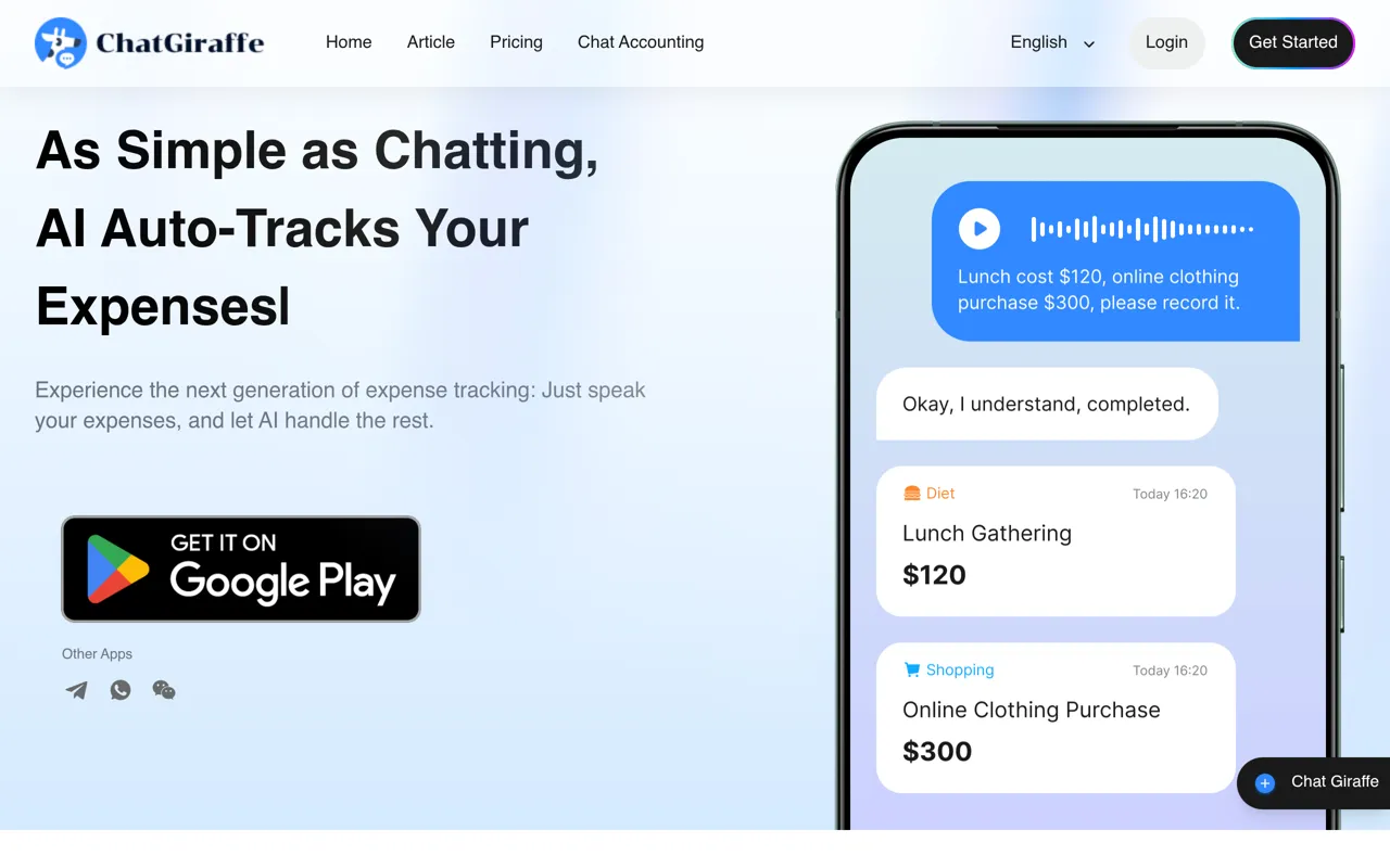 Screenshot of ChatGiraffe