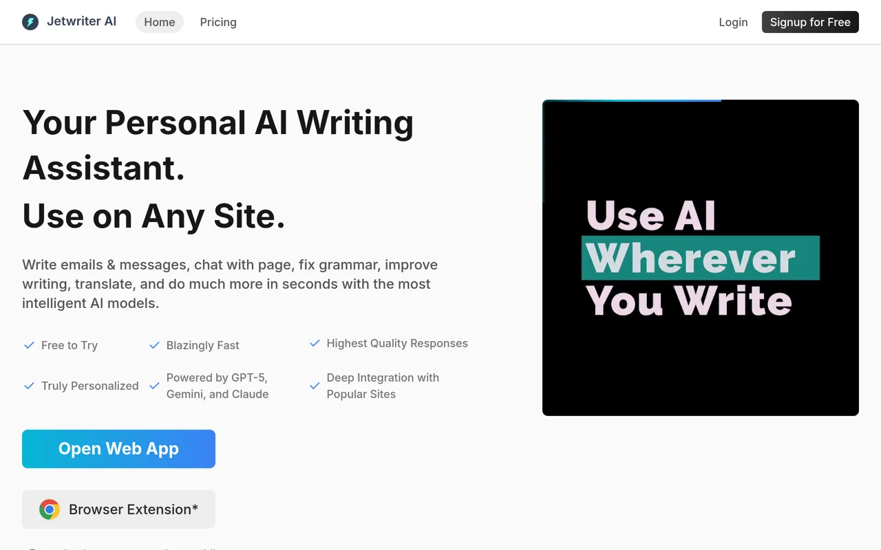 Screenshot of Jetwriter AI