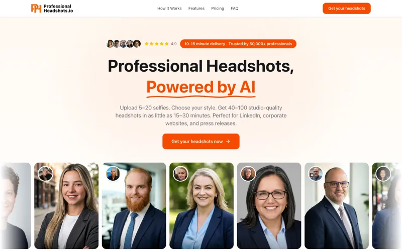 Screenshot of ProfessionalHeadshot.io Career Portraits