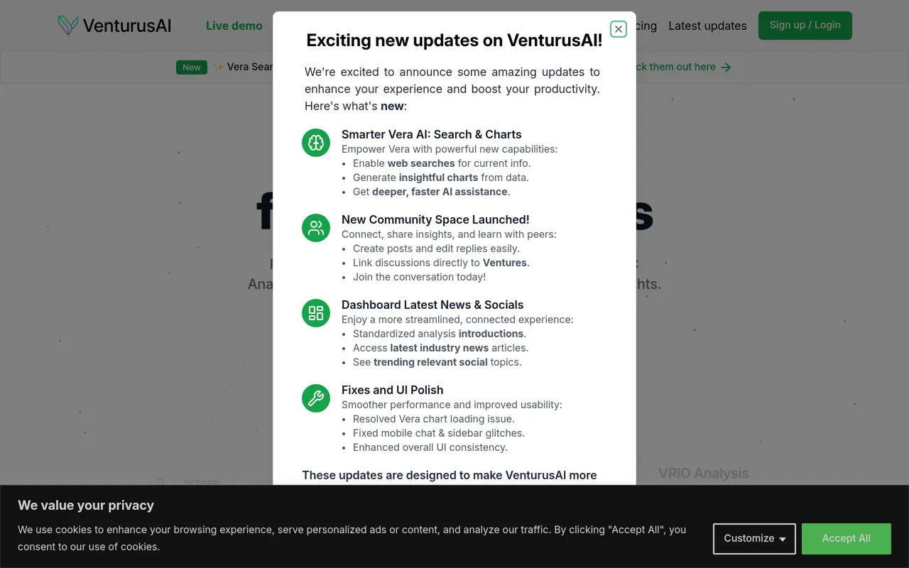 Screenshot of VenturusAI