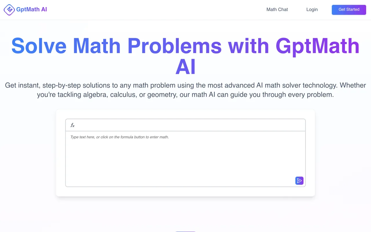 Screenshot of GptMath AI