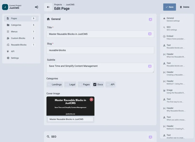 Screenshot of JustCMS