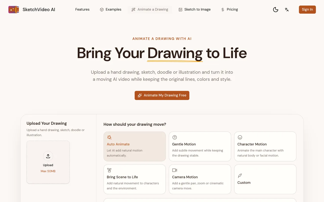 Screenshot of SketchToVideo AI - Animate a Drawing