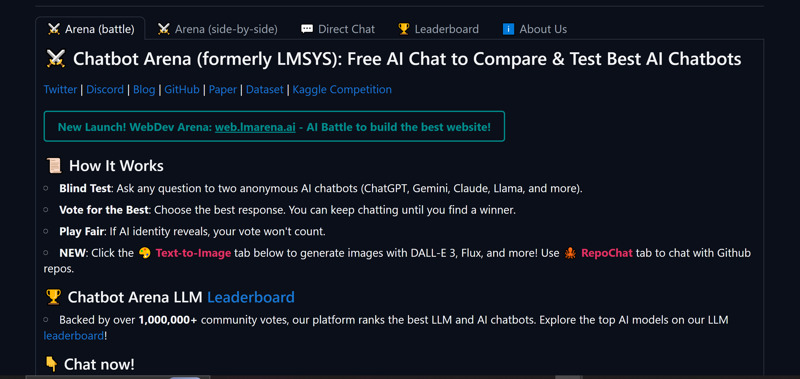 Screenshot of Chatbot Arena