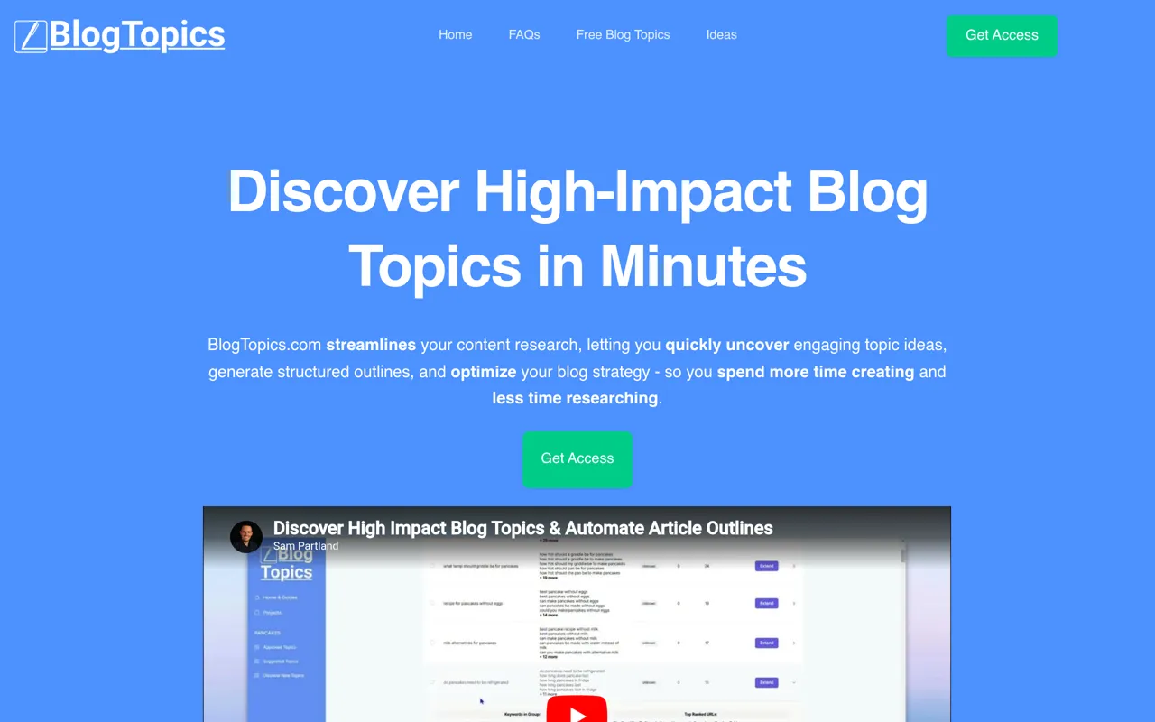 Screenshot of BlogTopics