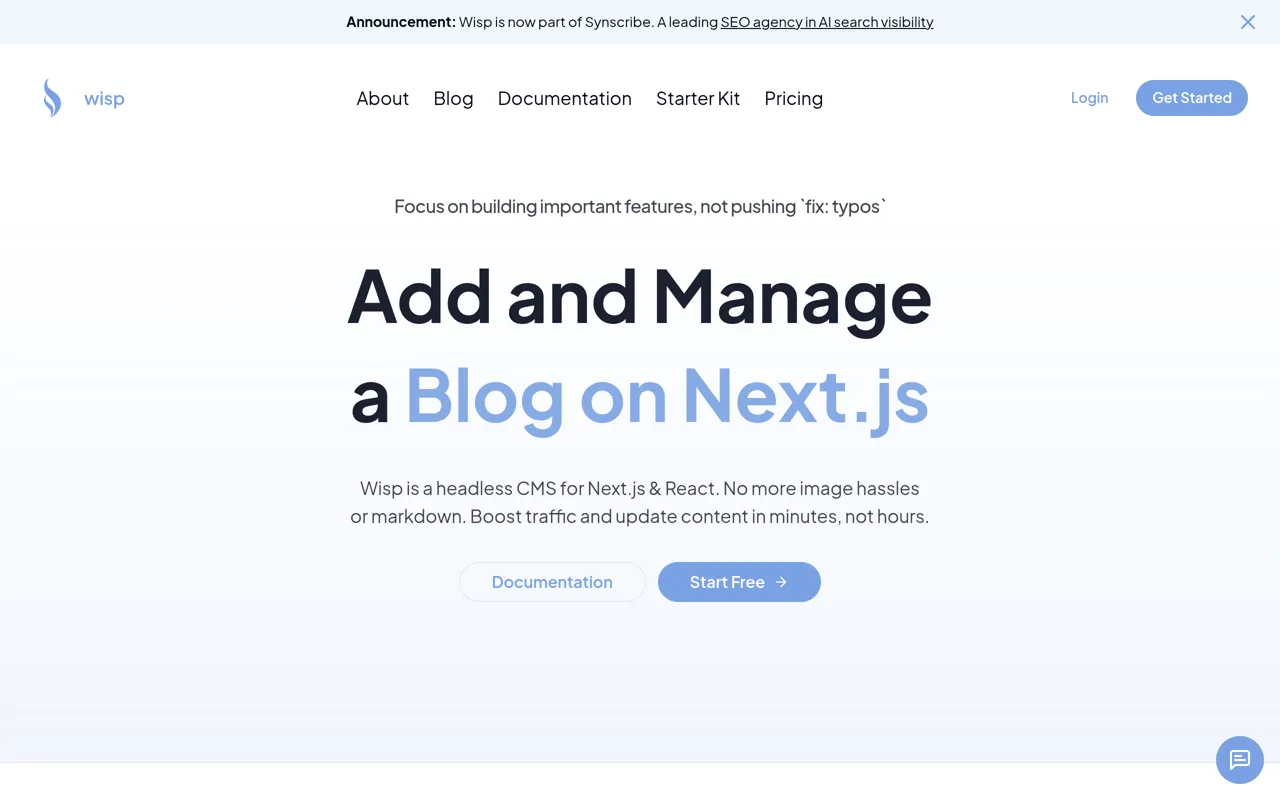 Screenshot of Wisp CMS