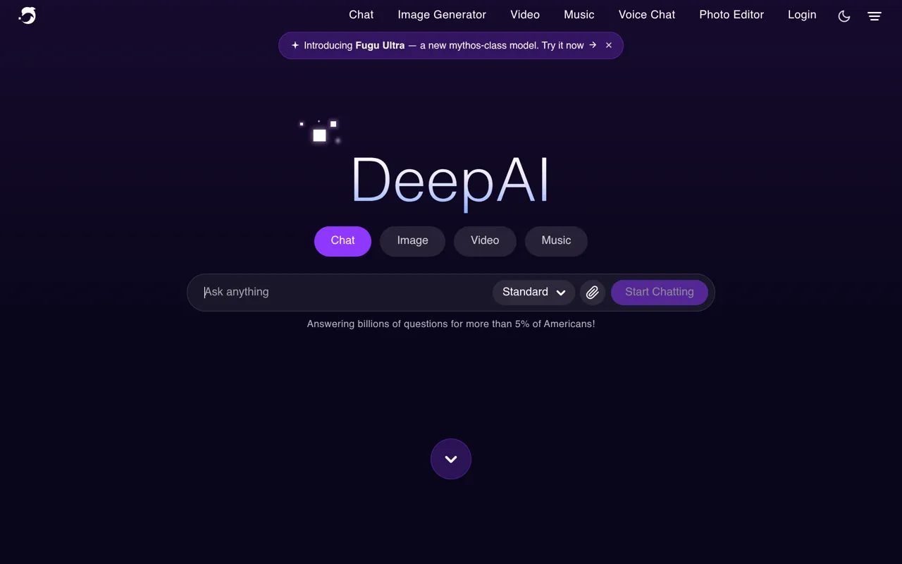 Screenshot of DeepAI