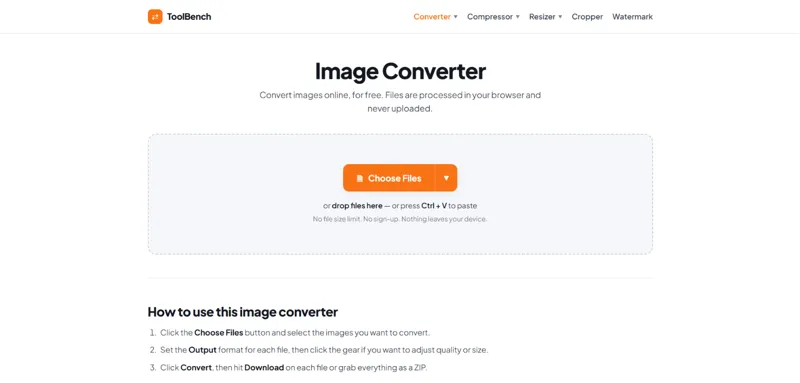 Screenshot of ToolBench Image Converter