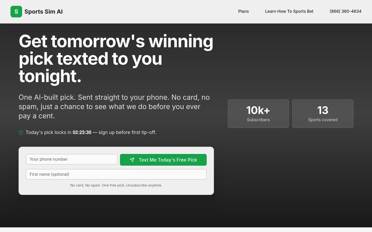 Screenshot of Sports Sim AI