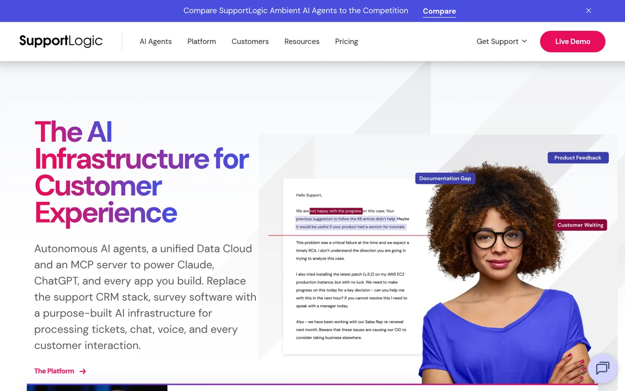 Screenshot of SupportLogic