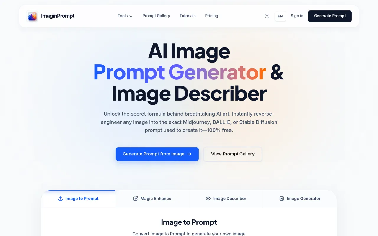 Screenshot of ImaginPrompt