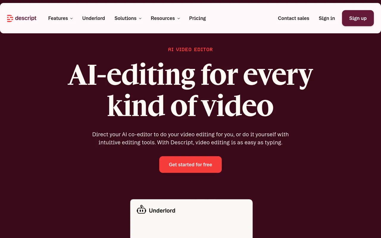 Screenshot of Descript