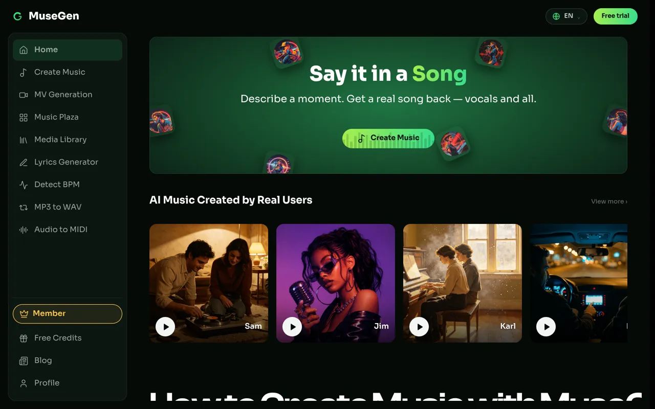 Screenshot of MuseGen