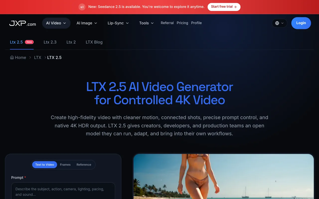 Screenshot of LTX 2.5