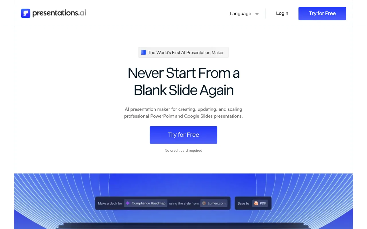 Screenshot of Presentations.AI