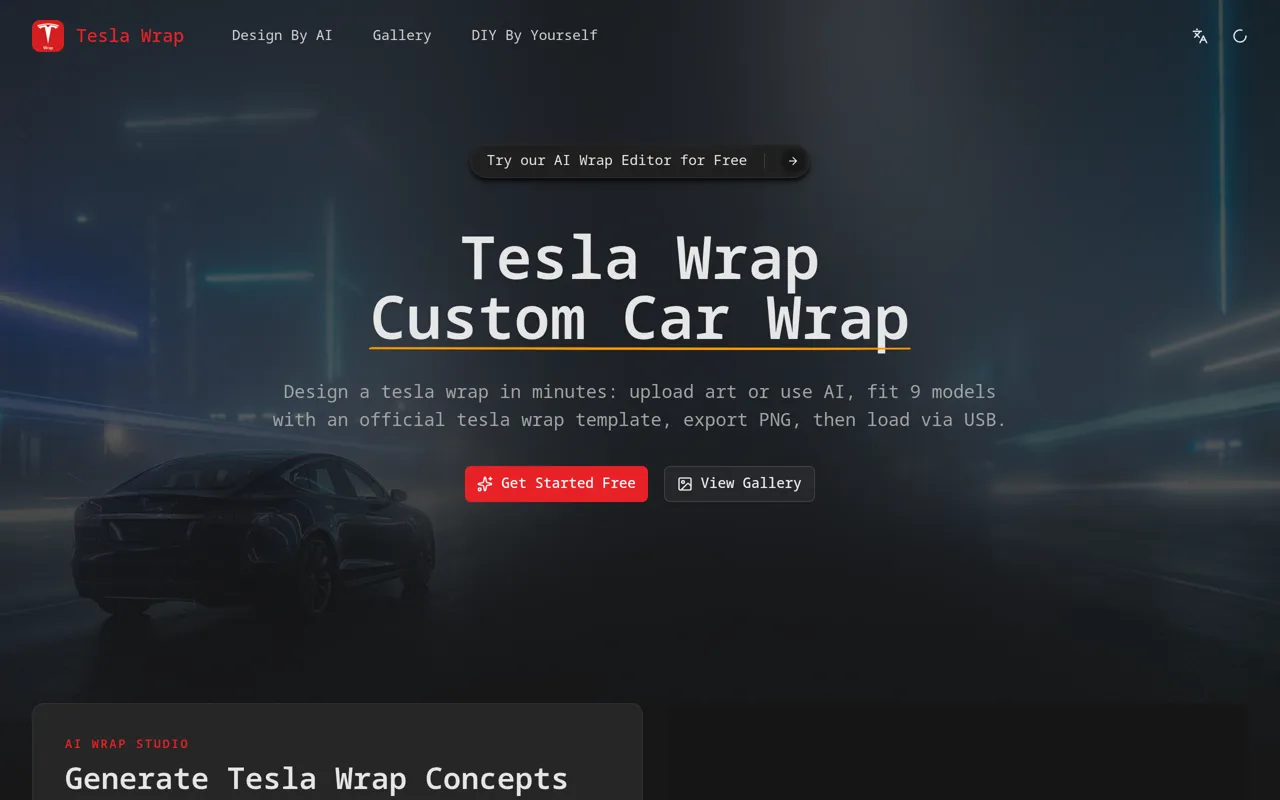 Screenshot of Tesla Wrap