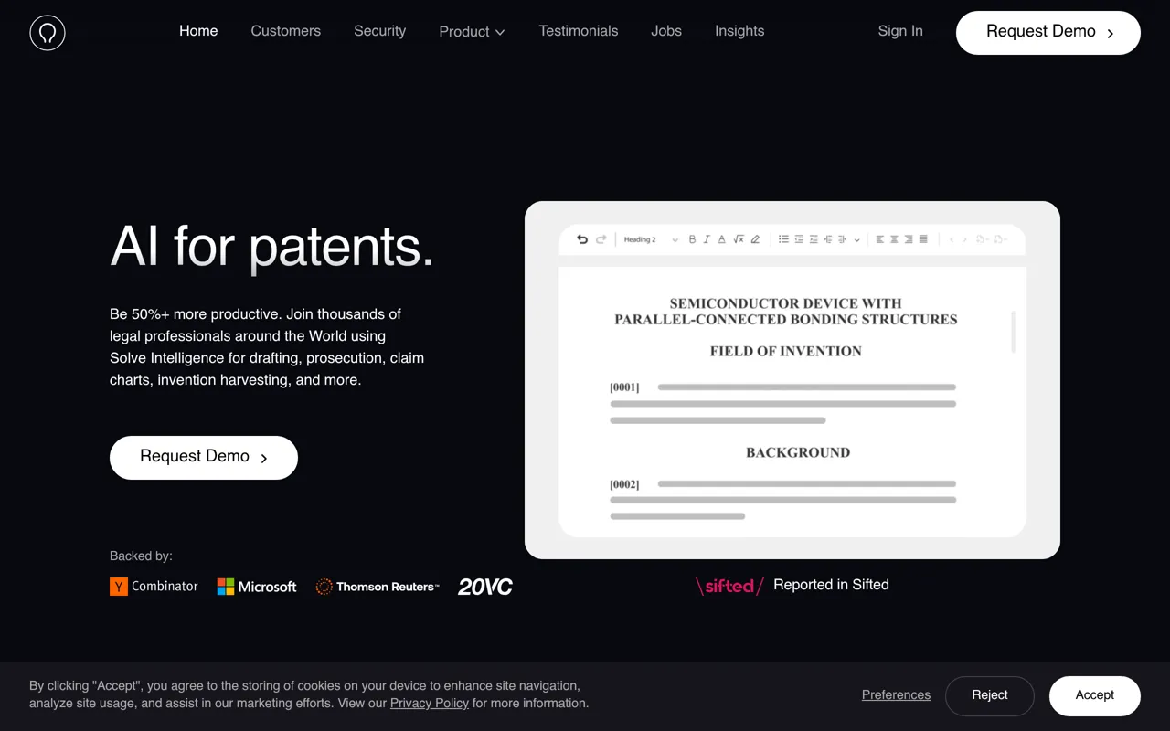 Screenshot of Solve Intelligence