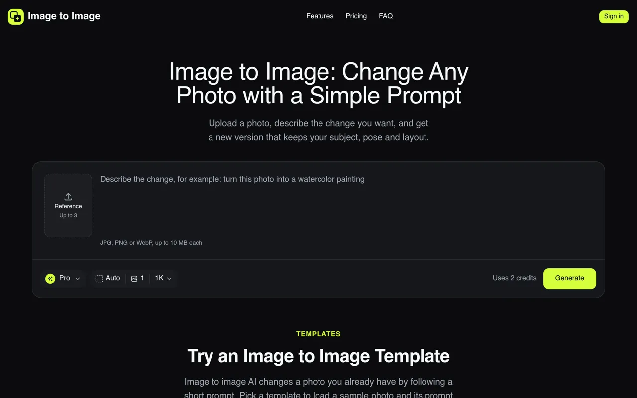 Screenshot of Image to Image