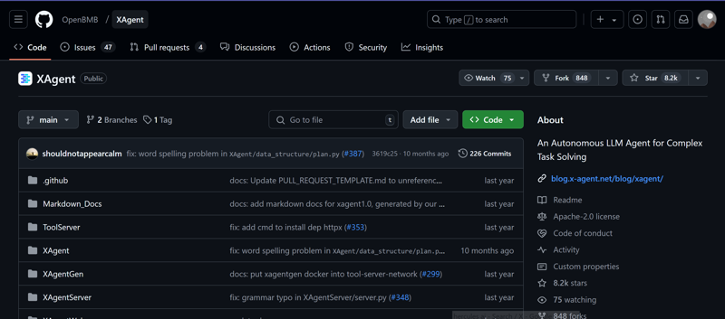 Screenshot of XAgent