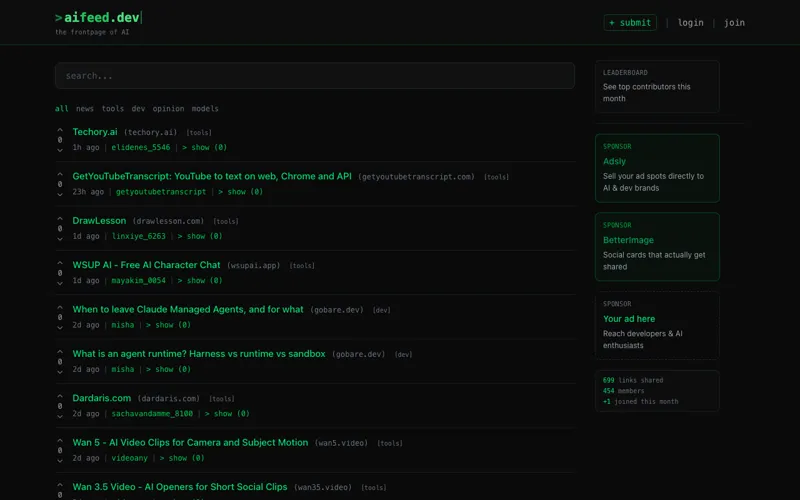 Screenshot of aifeed.dev