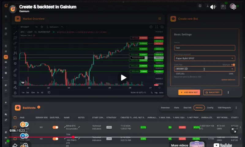 Screenshot of Gainium