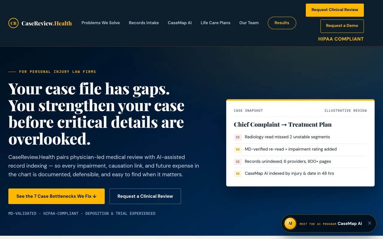 Screenshot of CaseReview.Health