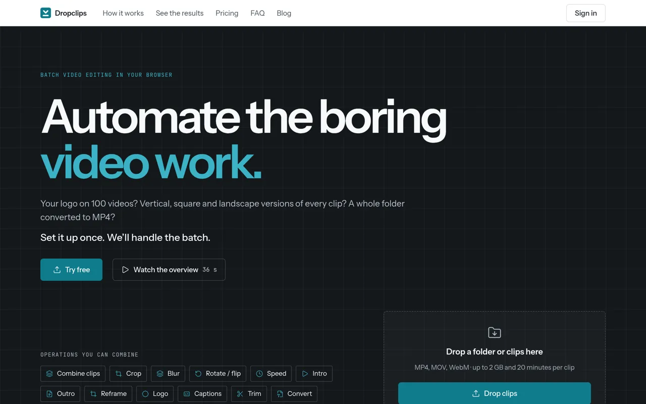 Screenshot of Dropclips