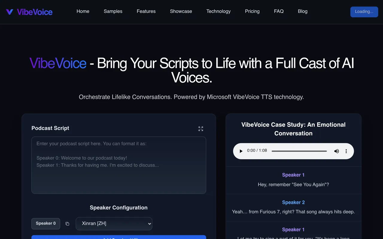 Screenshot of VibeVoice