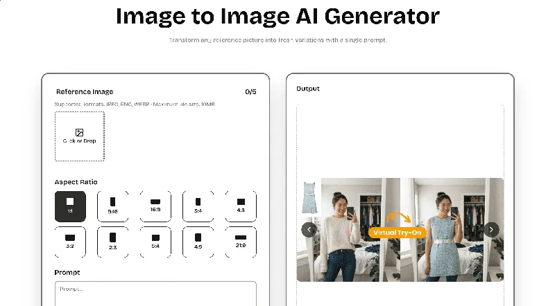 Screenshot of Image to Image AI