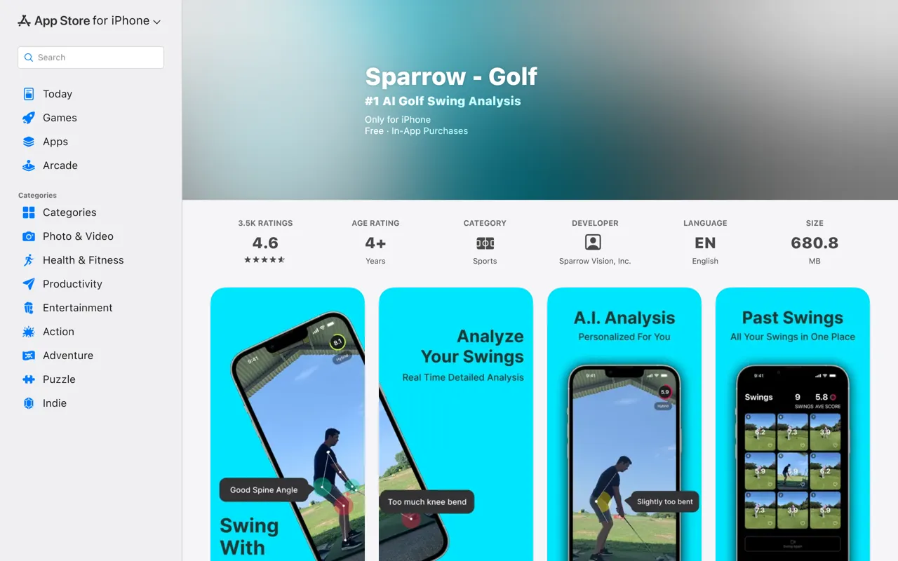 Screenshot of Sparrow Golf