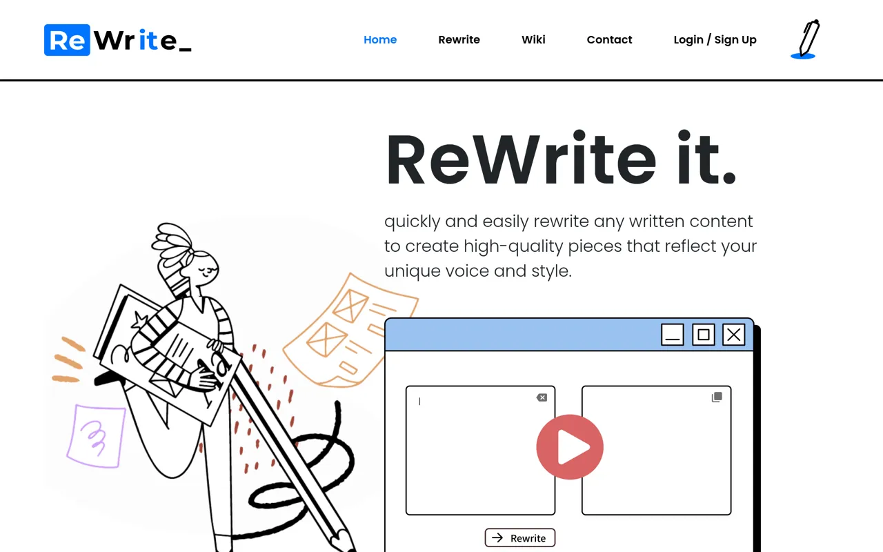 Screenshot of ReWrite It.AI