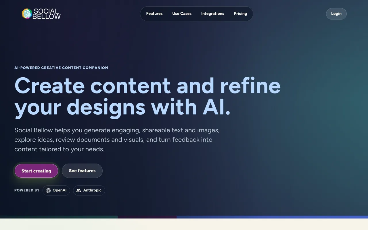 Screenshot of Social Bellow