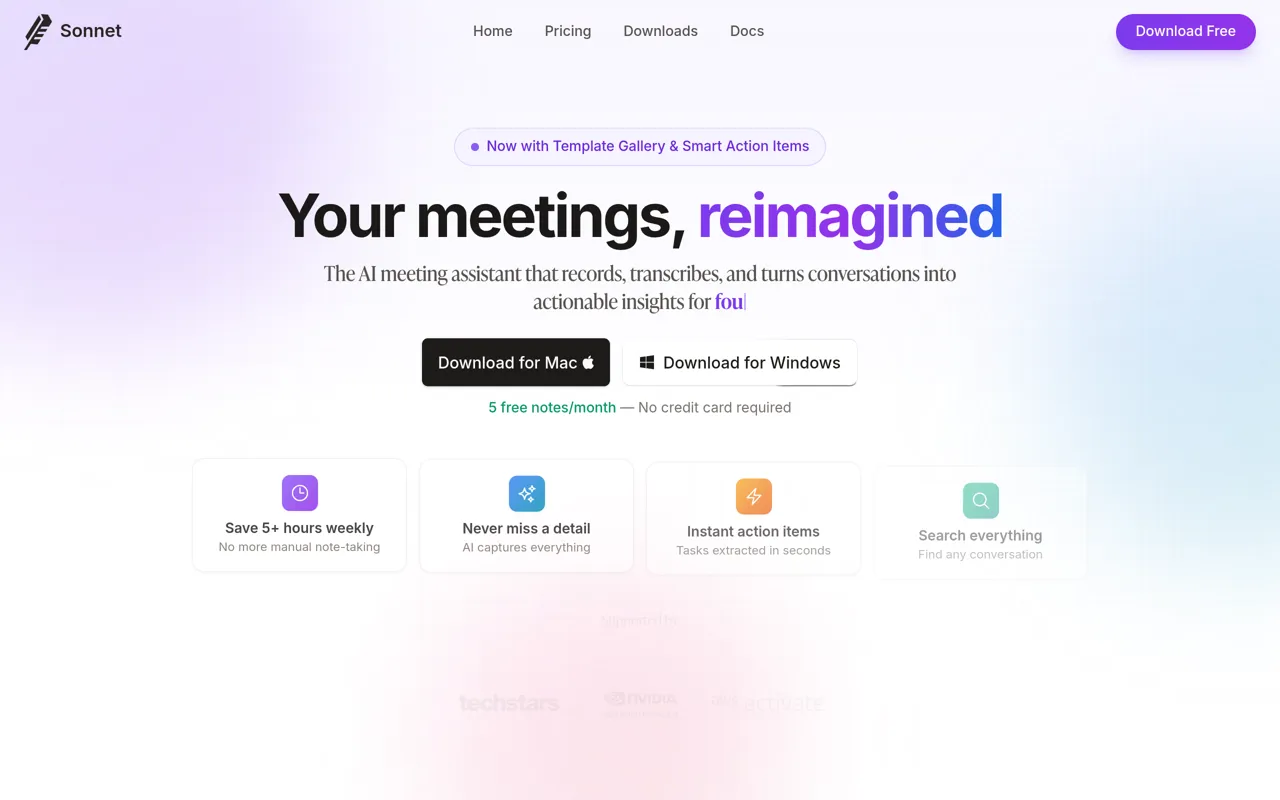 Screenshot of Sonnet AI