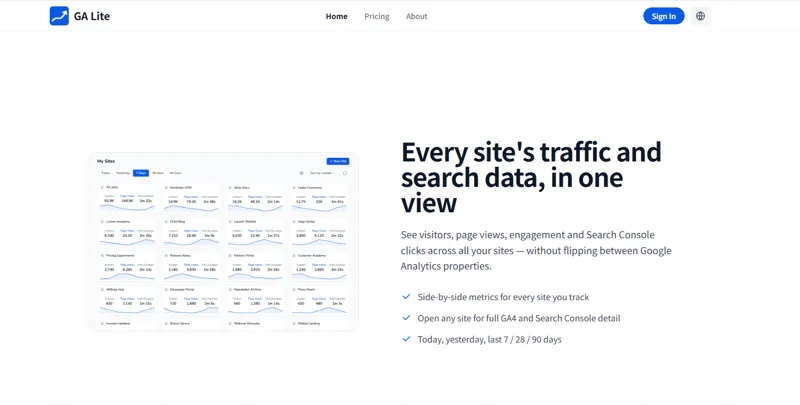 Screenshot of GA Lite