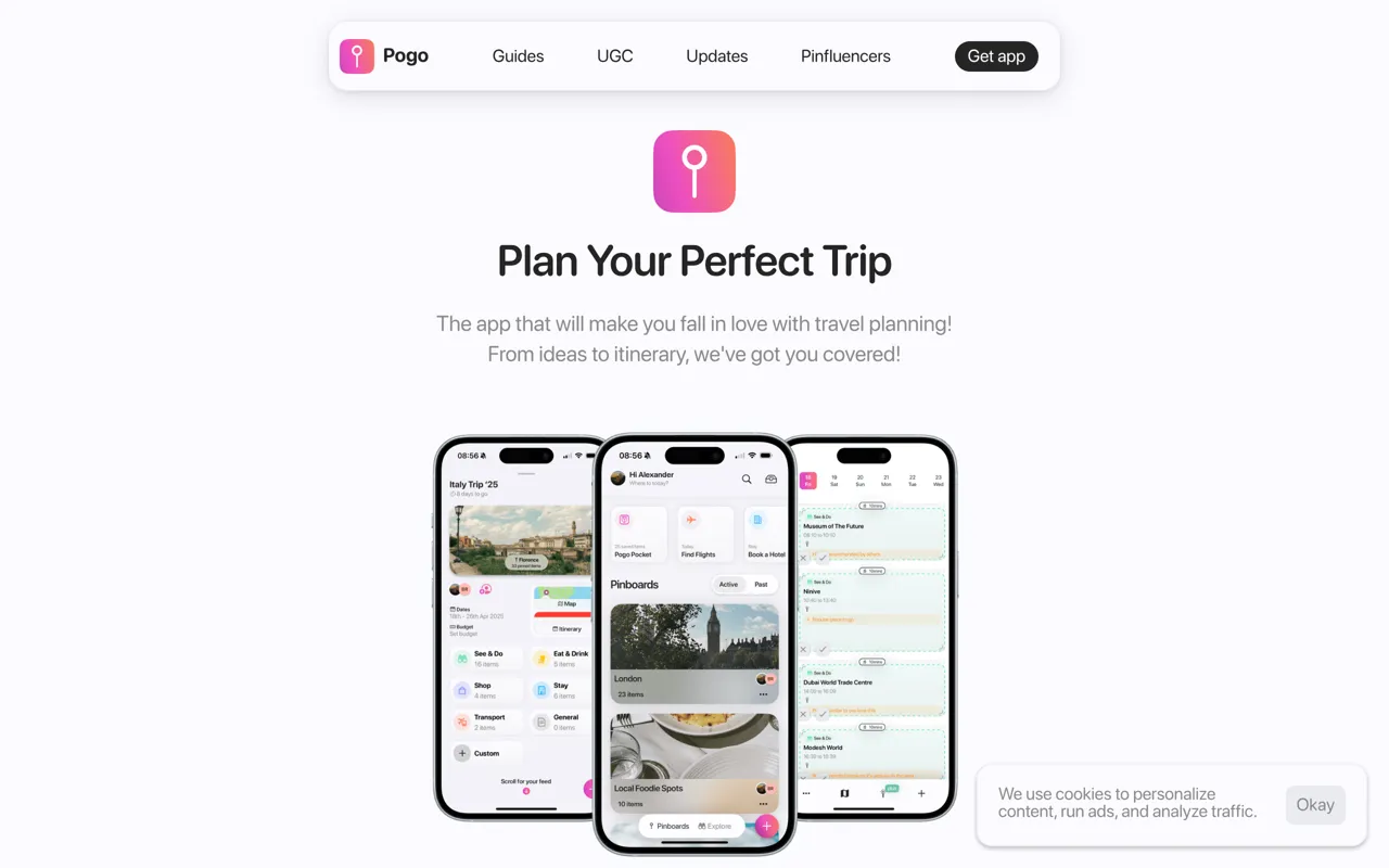 Screenshot of Pogo Travel Planning App