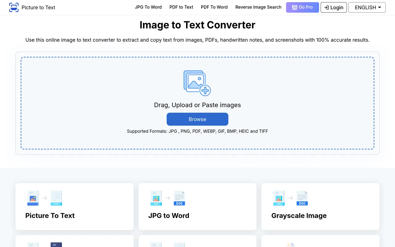 Screenshot of Picture to Text Converter
