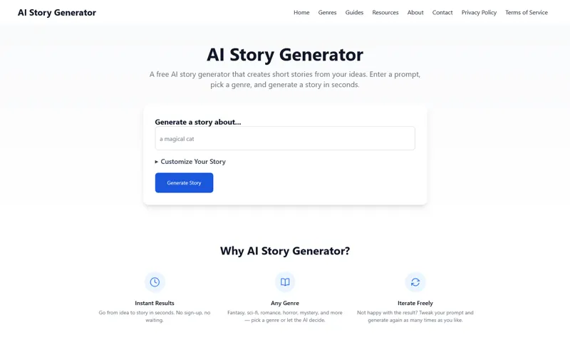 Screenshot of AI Story Generator