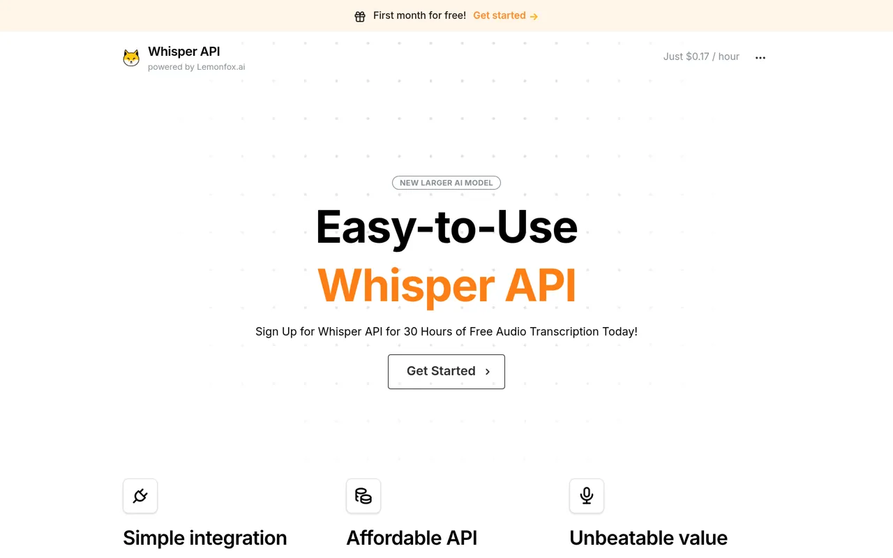 Screenshot of Whisper API