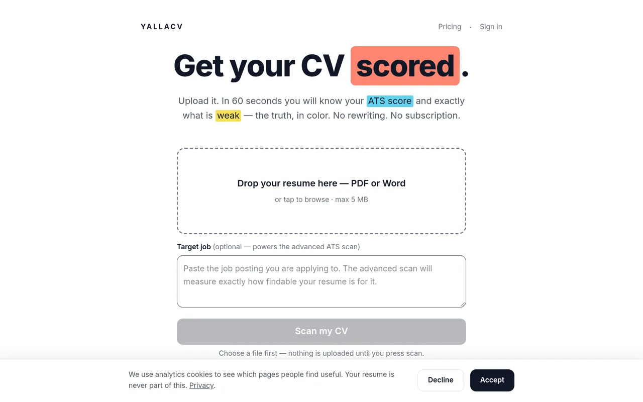 Screenshot of YallaCV